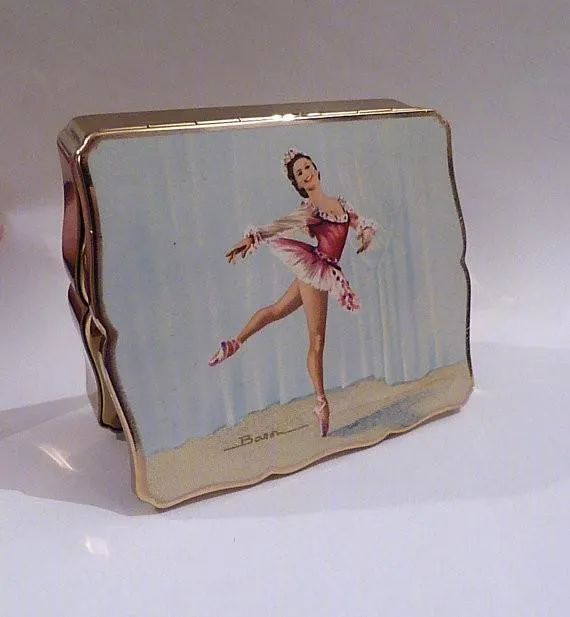 1950s Stratton Ballerina Musical Compact Vintage Music Box Violetta Elvin