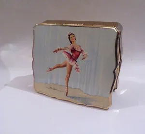 1950s Stratton Ballerina Musical Compact Vintage Music Box Violetta Elvin