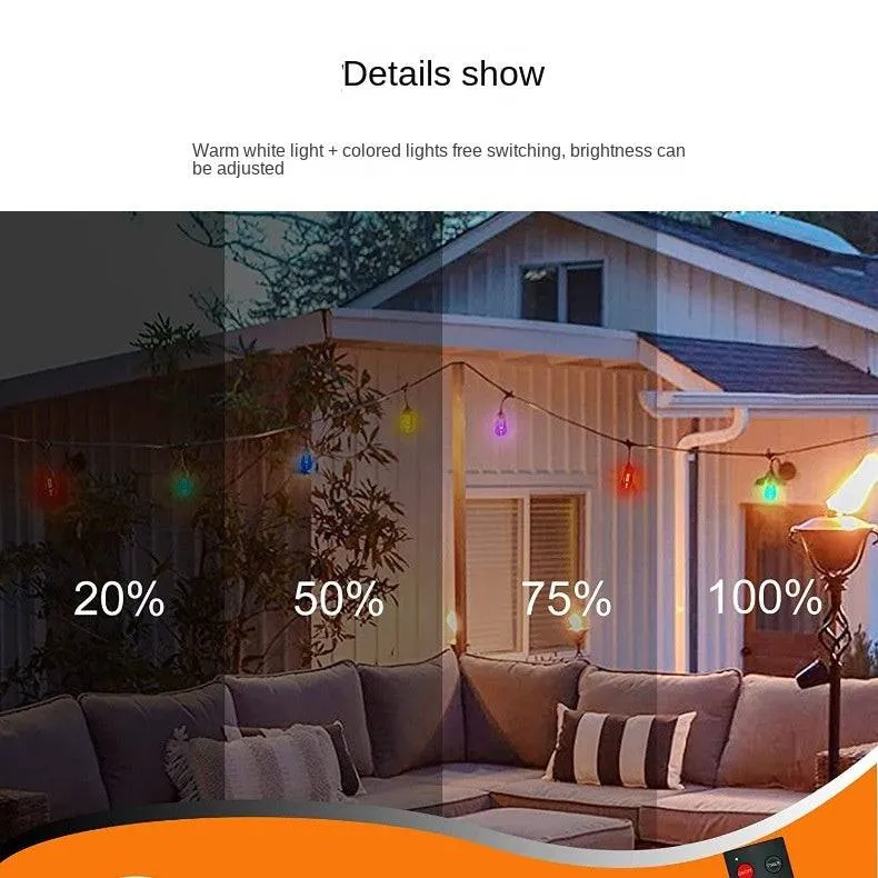 21-meter length RGB Outdoor Waterproof Festoon Lights for Wedding Garden Patio Festival Decorations