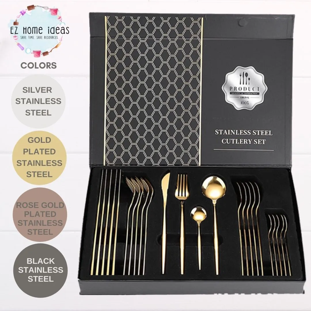 24 pcs Stainless Steel Flatware/Dining Utensils Set