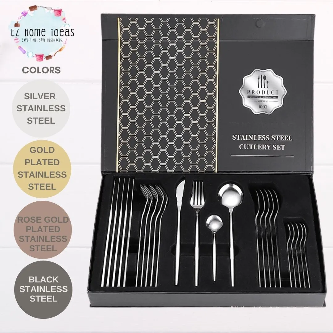 24 pcs Stainless Steel Flatware/Dining Utensils Set