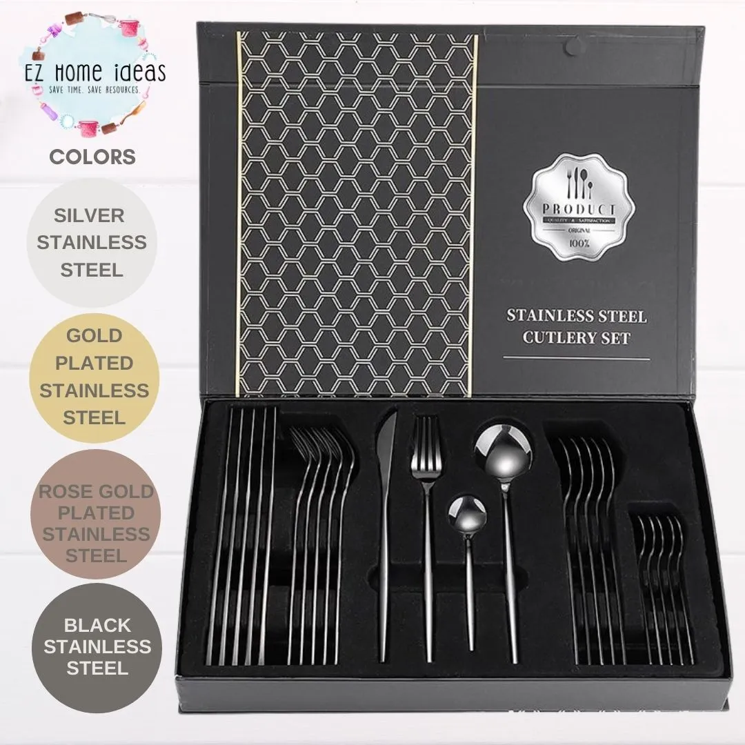 24 pcs Stainless Steel Flatware/Dining Utensils Set