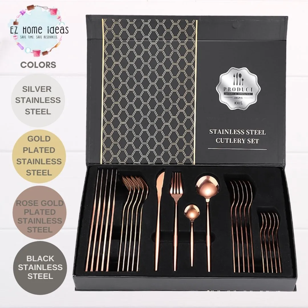 24 pcs Stainless Steel Flatware/Dining Utensils Set