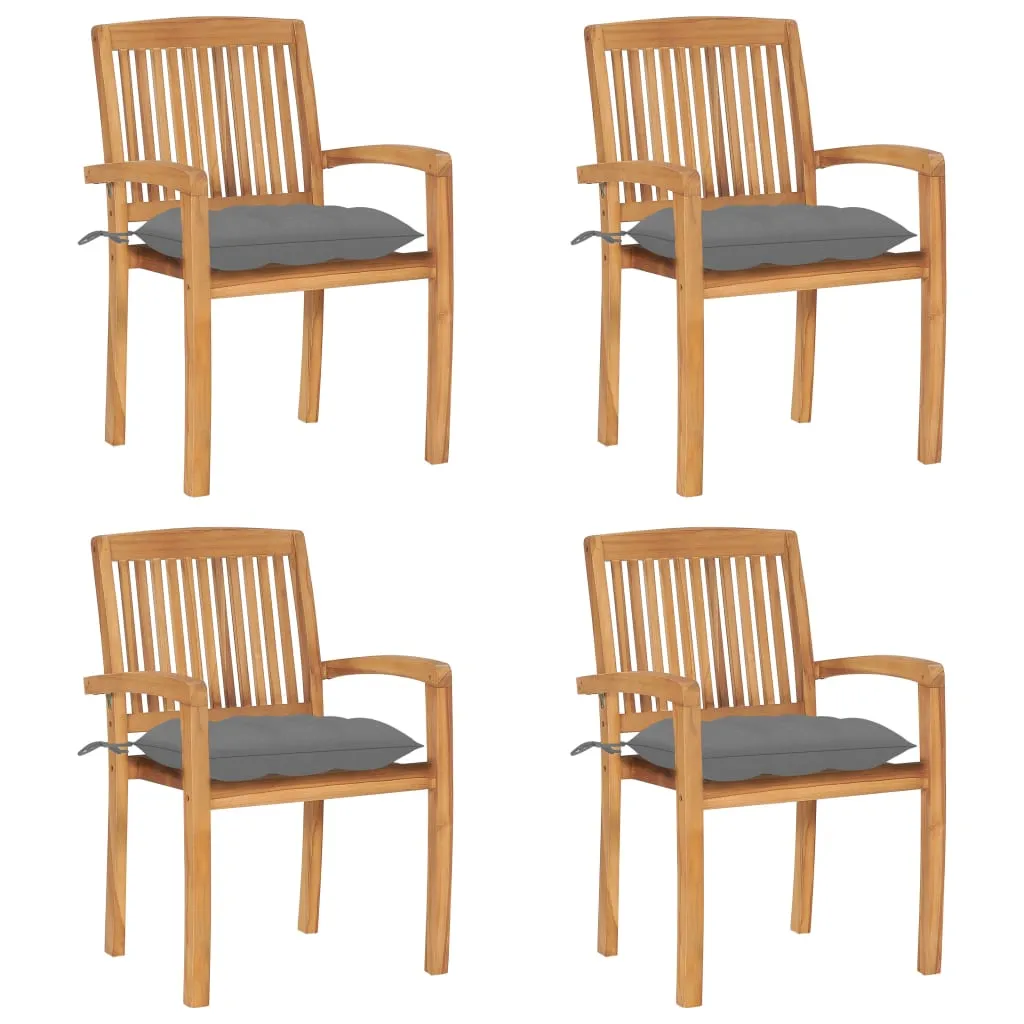 2/4/6/8x Solid Wood Teak Patio Chairs with Cushions Seat Multi Colors