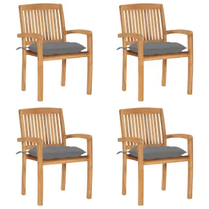 2/4/6/8x Solid Wood Teak Patio Chairs with Cushions Seat Multi Colors