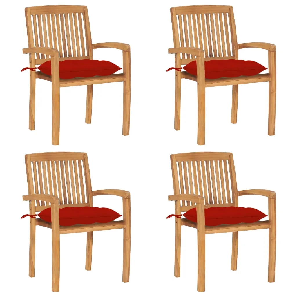 2/4/6/8x Solid Wood Teak Patio Chairs with Cushions Seat Multi Colors