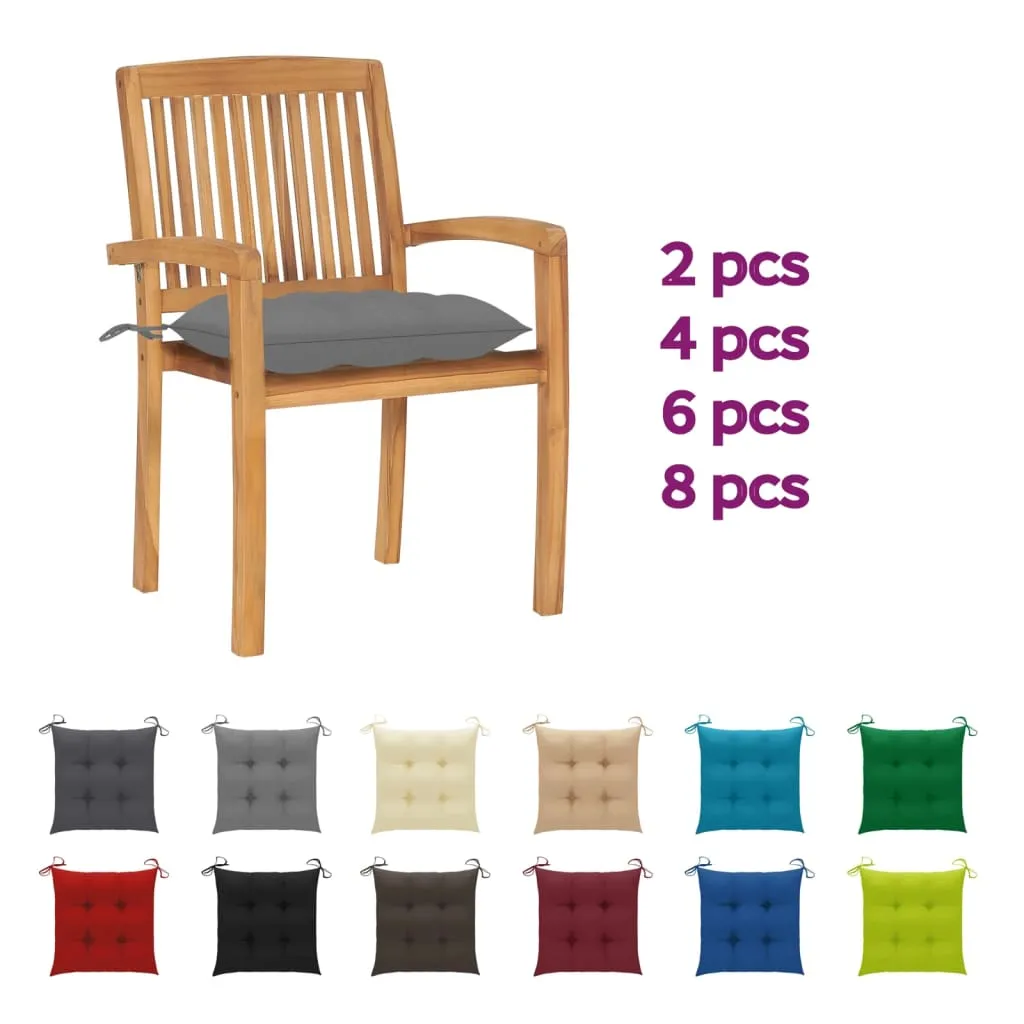 2/4/6/8x Solid Wood Teak Patio Chairs with Cushions Seat Multi Colors