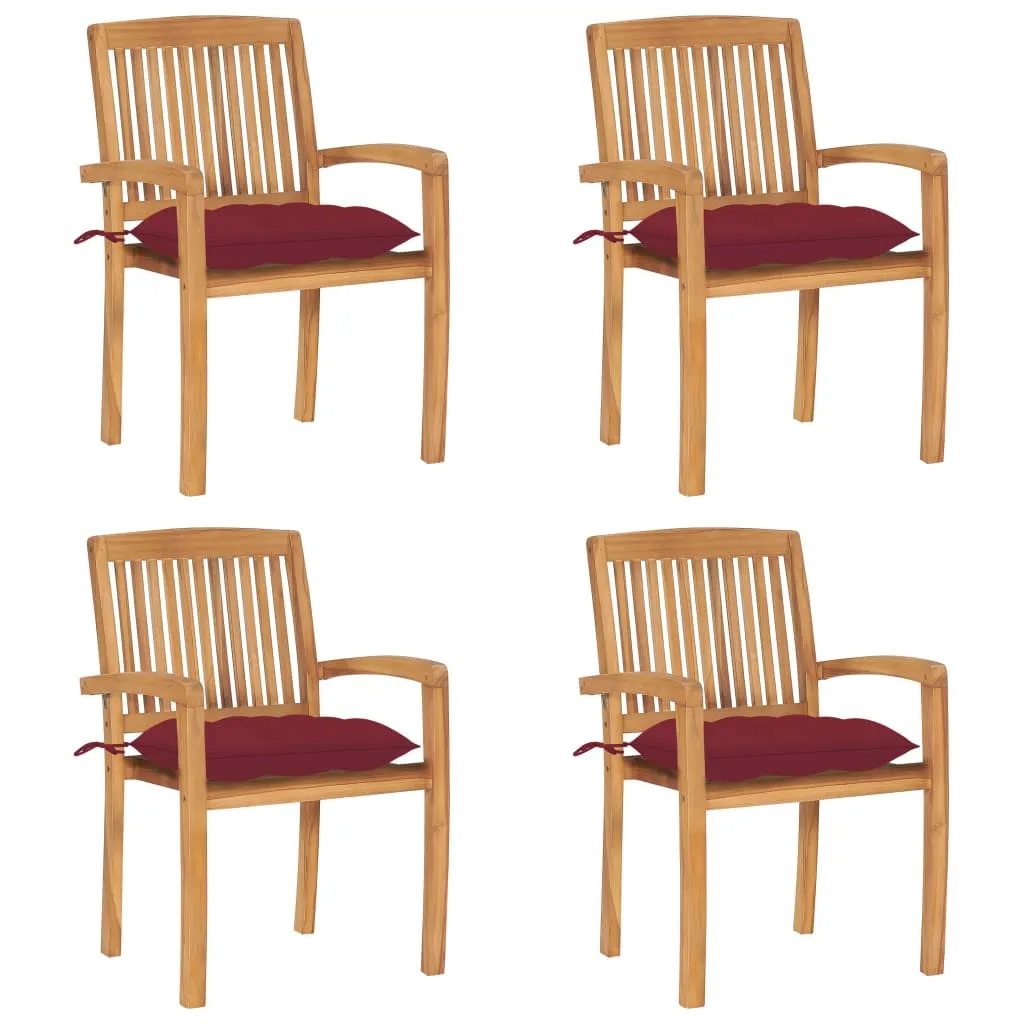 2/4/6/8x Solid Wood Teak Patio Chairs with Cushions Seat Multi Colors