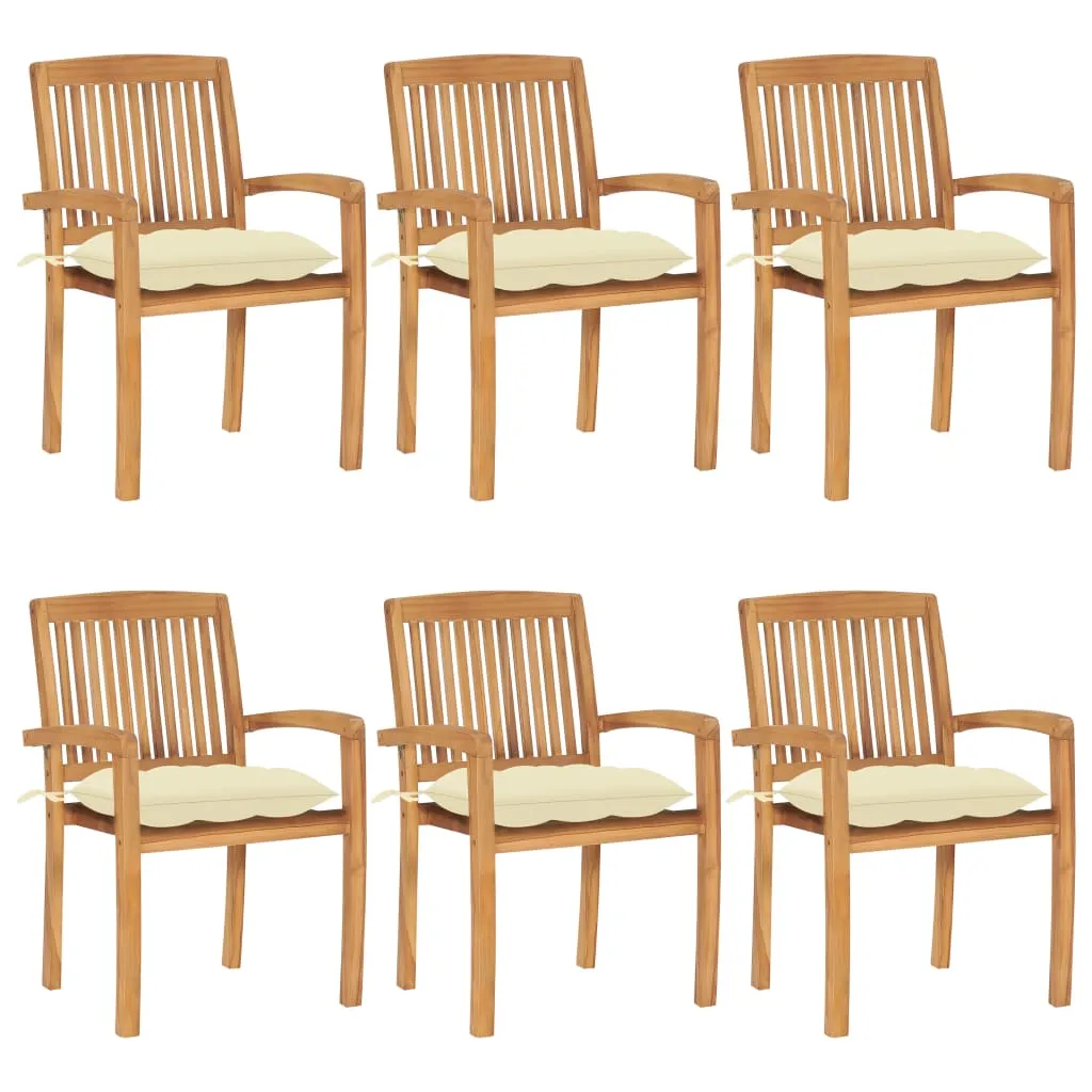 2/4/6/8x Solid Wood Teak Patio Chairs with Cushions Seat Multi Colors