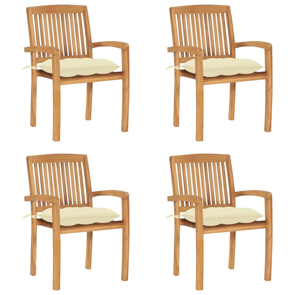 2/4/6/8x Solid Wood Teak Patio Chairs with Cushions Seat Multi Colors