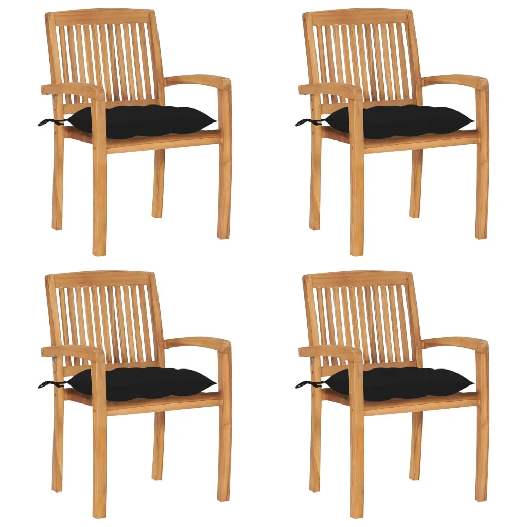 2/4/6/8x Solid Wood Teak Patio Chairs with Cushions Seat Multi Colors