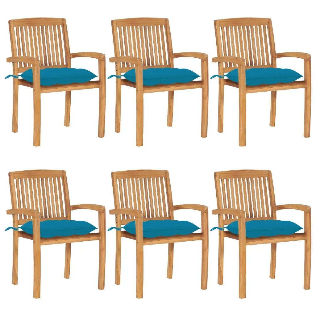 2/4/6/8x Solid Wood Teak Patio Chairs with Cushions Seat Multi Colors