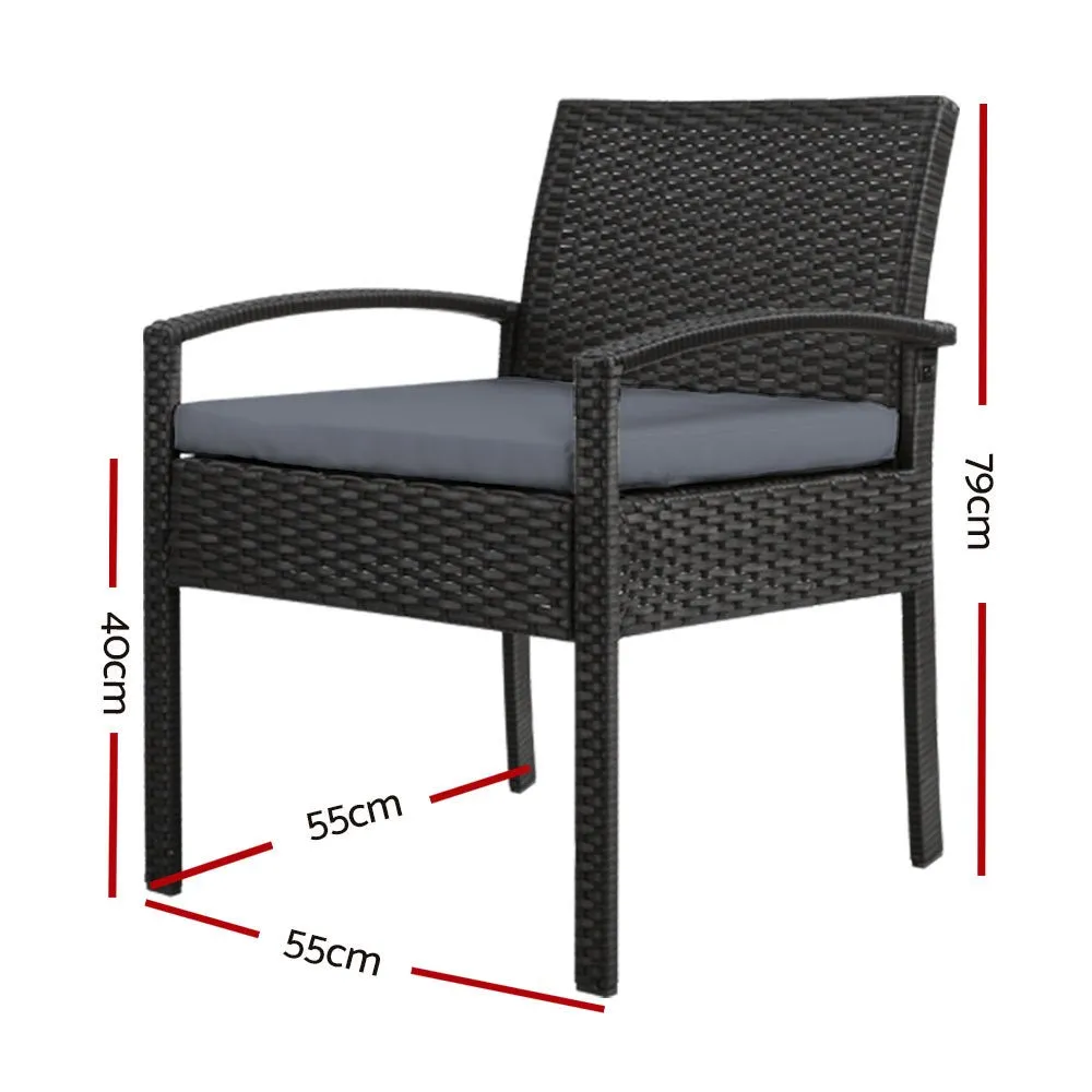 2PC Outdoor Dining Chairs Patio Furniture Rattan Lounge Chair Cushion Felix