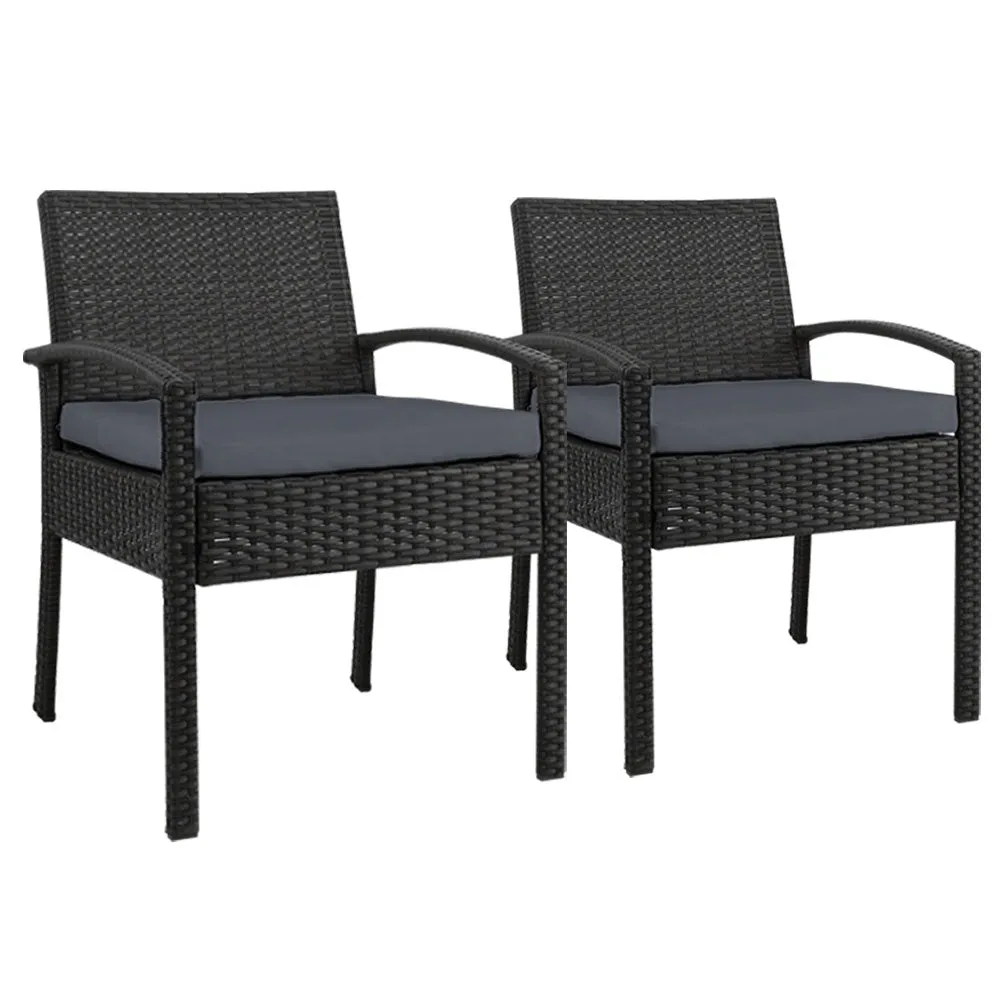 2PC Outdoor Dining Chairs Patio Furniture Rattan Lounge Chair Cushion Felix