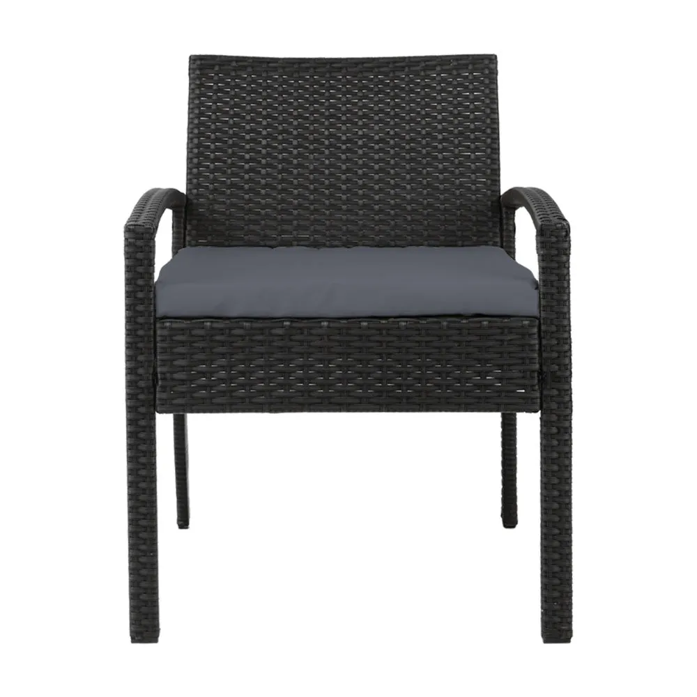 2PC Outdoor Dining Chairs Patio Furniture Rattan Lounge Chair Cushion Felix