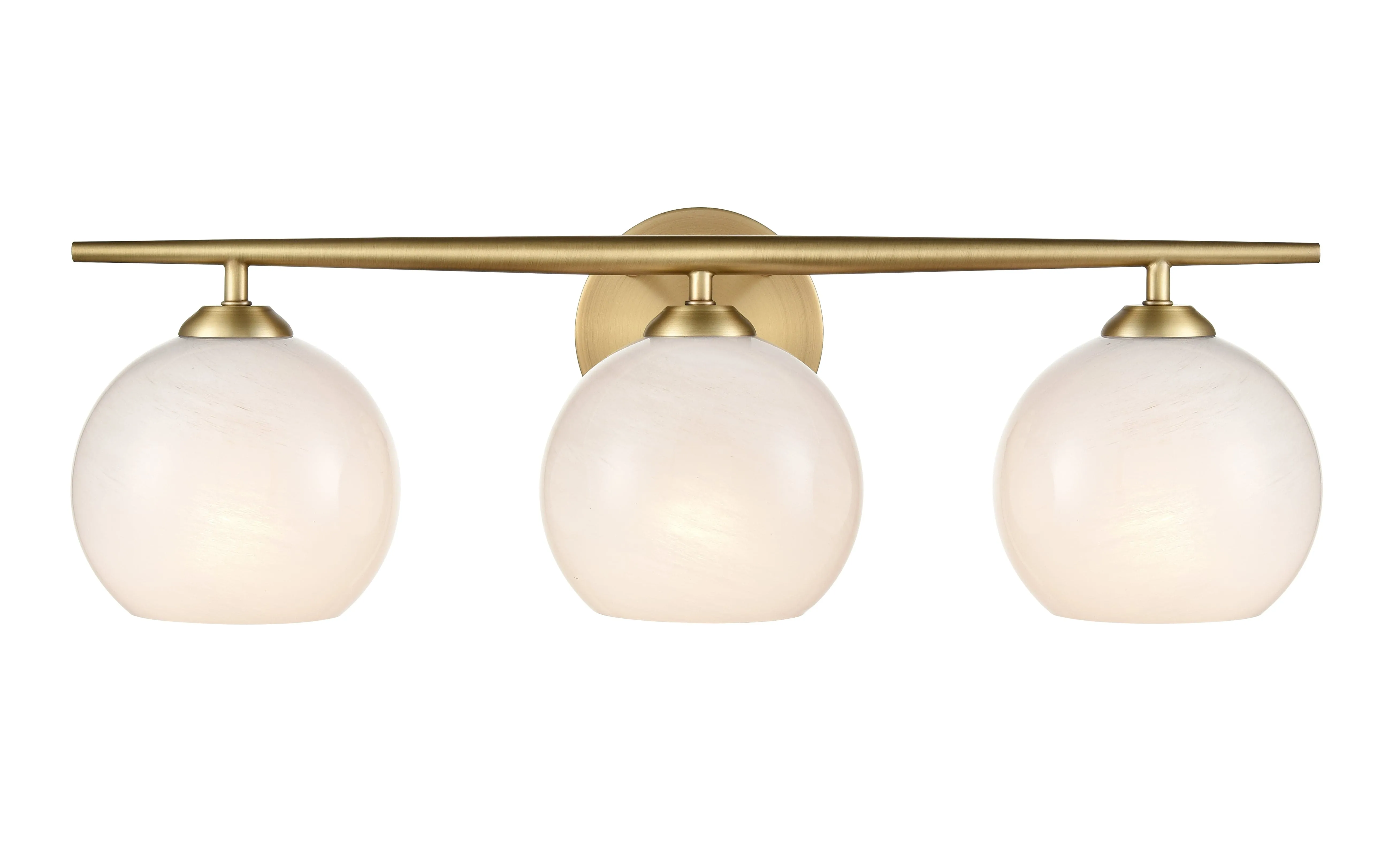 3 Lamps Kimorra Vanity Light - Vintage Brass - White Cloud Glass - 23.88in. Wide