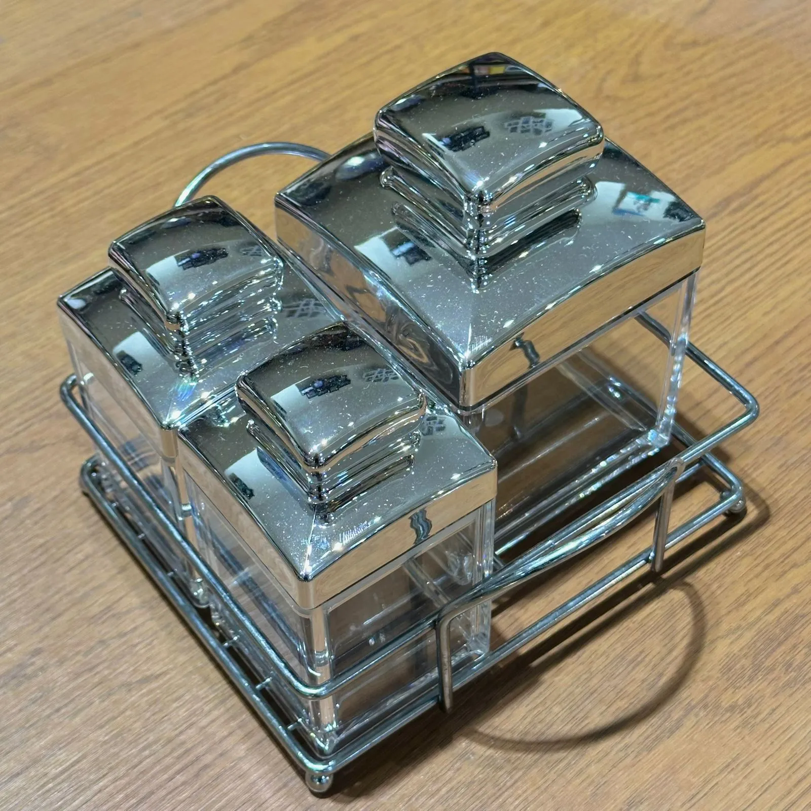 3 Piece Acrylic Jar Set with Stand