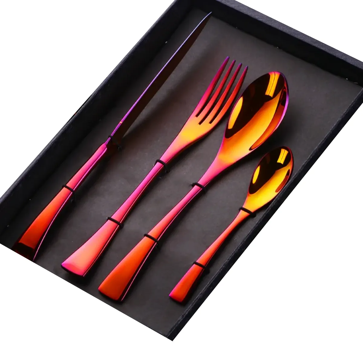 4 PCs Flatware Box Cutlery Stainless Steel Dinnerware Set