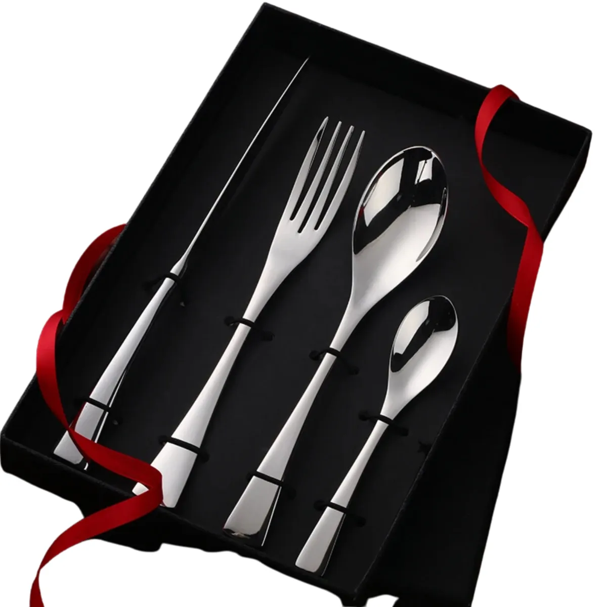 4 PCs Flatware Box Cutlery Stainless Steel Dinnerware Set