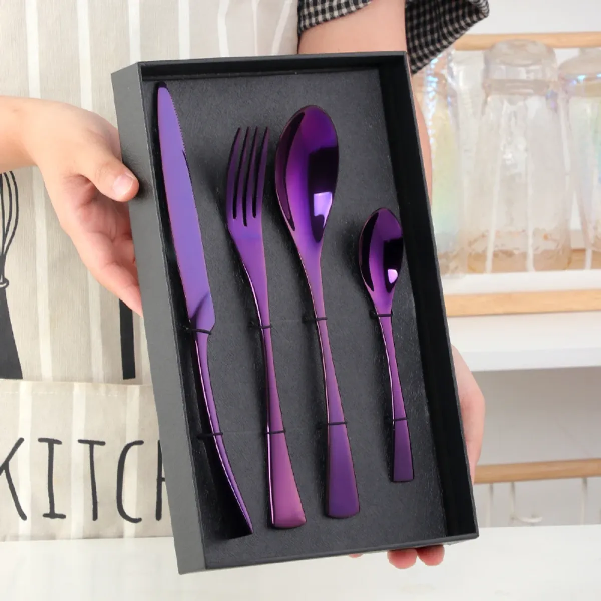 4 PCs Flatware Box Cutlery Stainless Steel Dinnerware Set