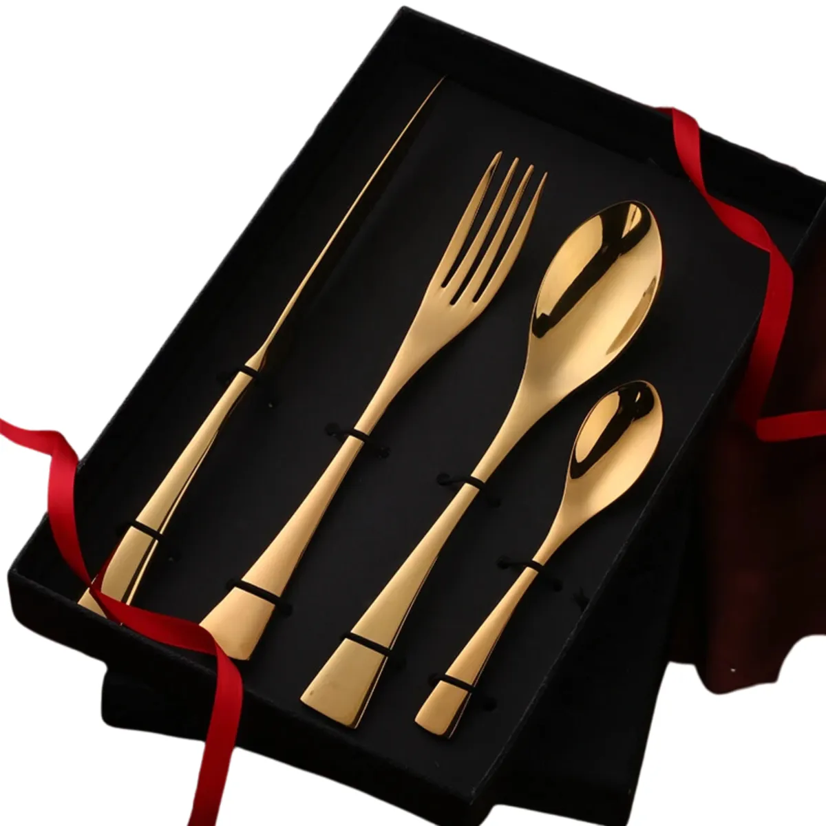 4 PCs Flatware Box Cutlery Stainless Steel Dinnerware Set