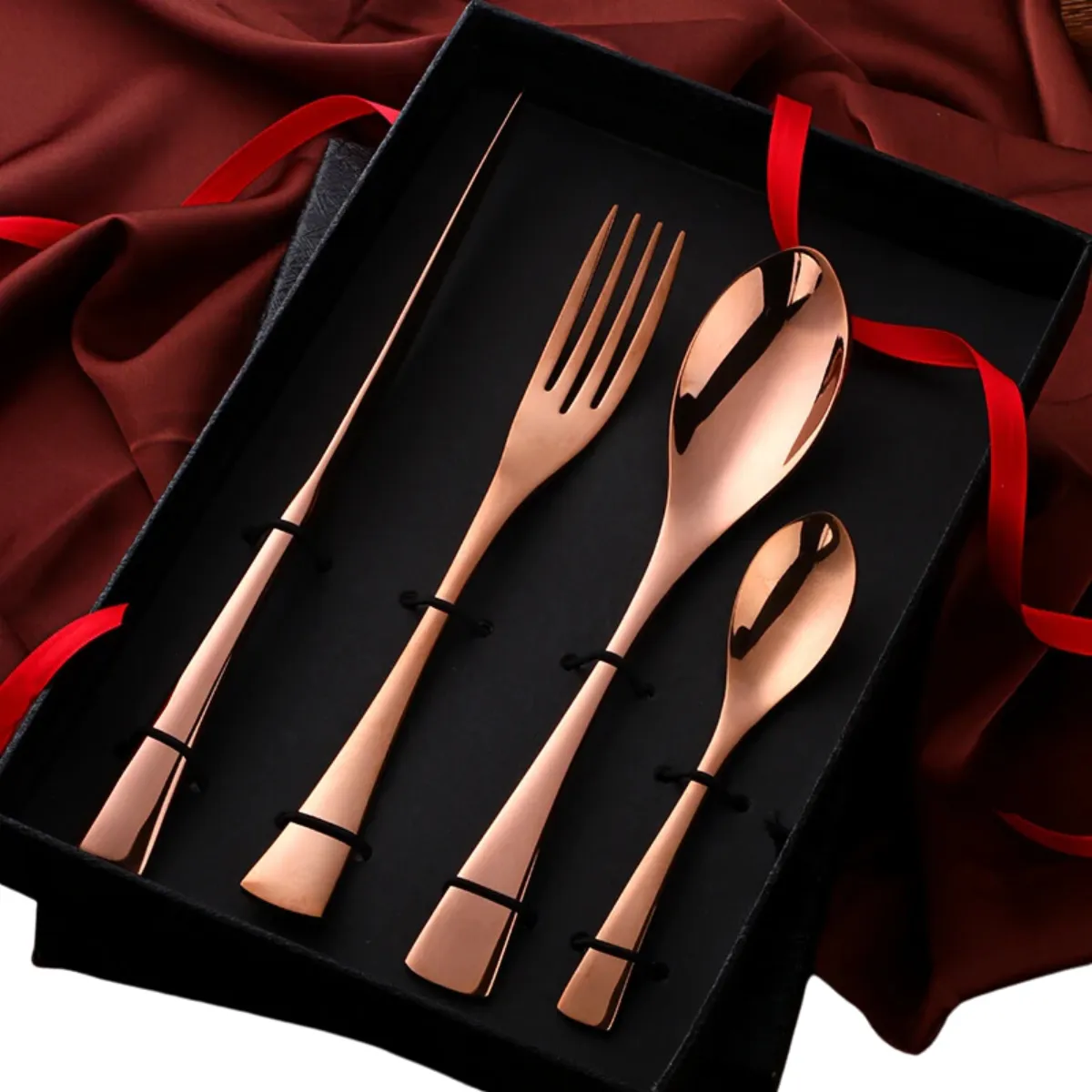 4 PCs Flatware Box Cutlery Stainless Steel Dinnerware Set