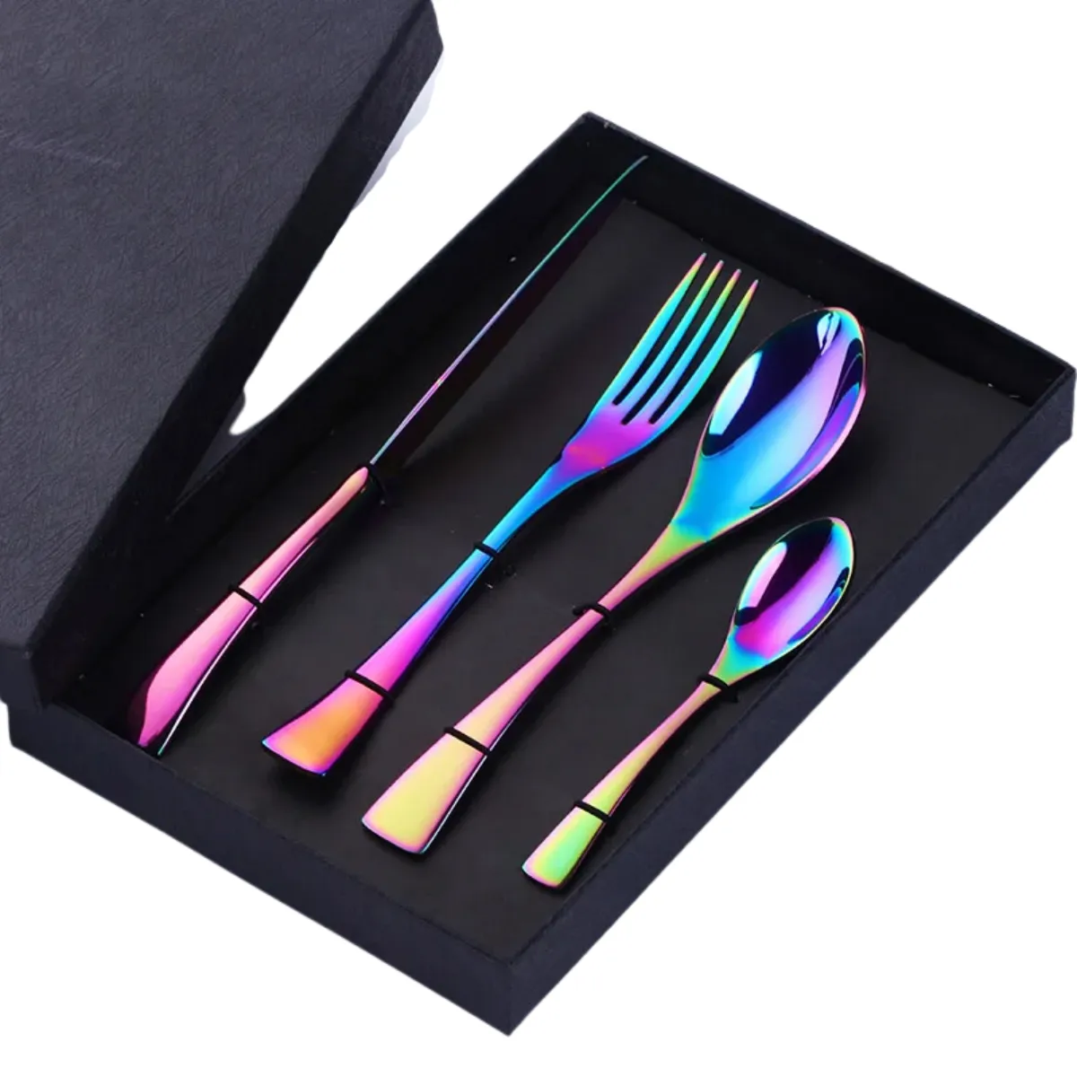 4 PCs Flatware Box Cutlery Stainless Steel Dinnerware Set