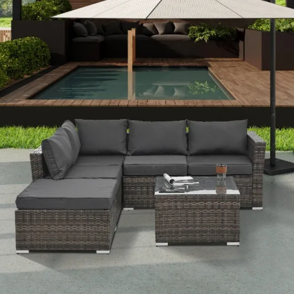 4-Piece Patio Furniture Set with Tempered Glass Table