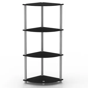 4  Tier Wood Corner Shelf, Black