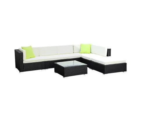 7PC Sofa Set with Storage Cover Outdoor Furniture Wicker