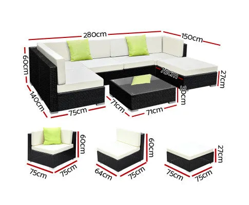 7PC Sofa Set with Storage Cover Outdoor Furniture Wicker