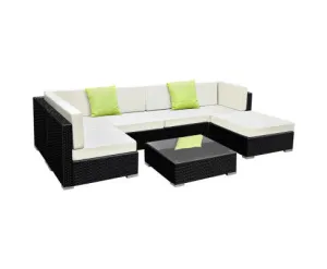 7PC Sofa Set with Storage Cover Outdoor Furniture Wicker