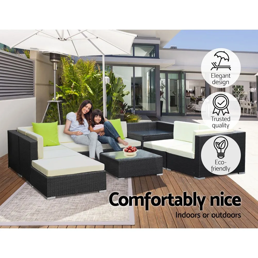 9-Piece UV-Resistant Wicker Outdoor Sofa Set Gardeon