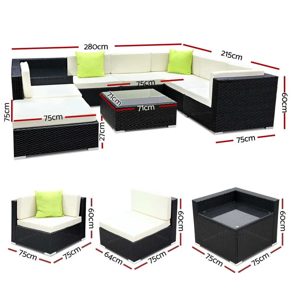 9-Piece UV-Resistant Wicker Outdoor Sofa Set Gardeon