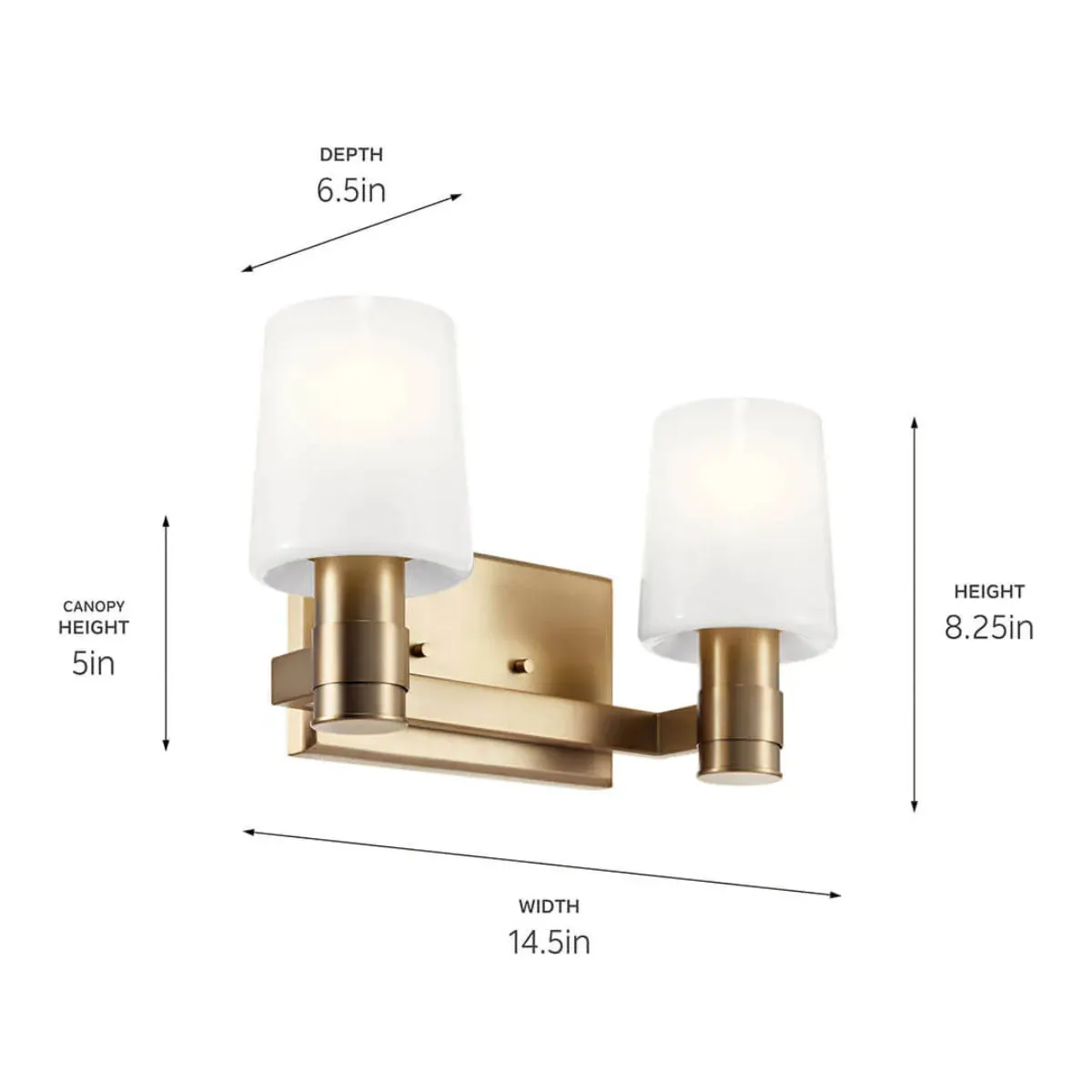 Adani 14 In 2-Lights Bathroom Vanity Light With Opal Glass, Bronze Finish