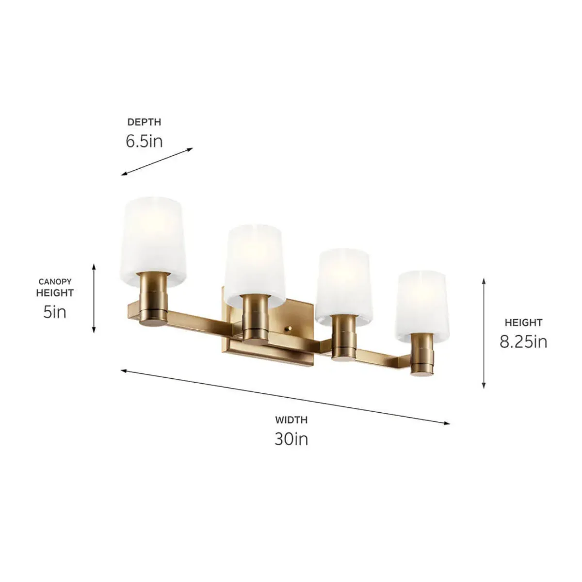 Adani 30 In 4-Lights Bathroom Vanity Light With Opal Glass, Bronze Finish