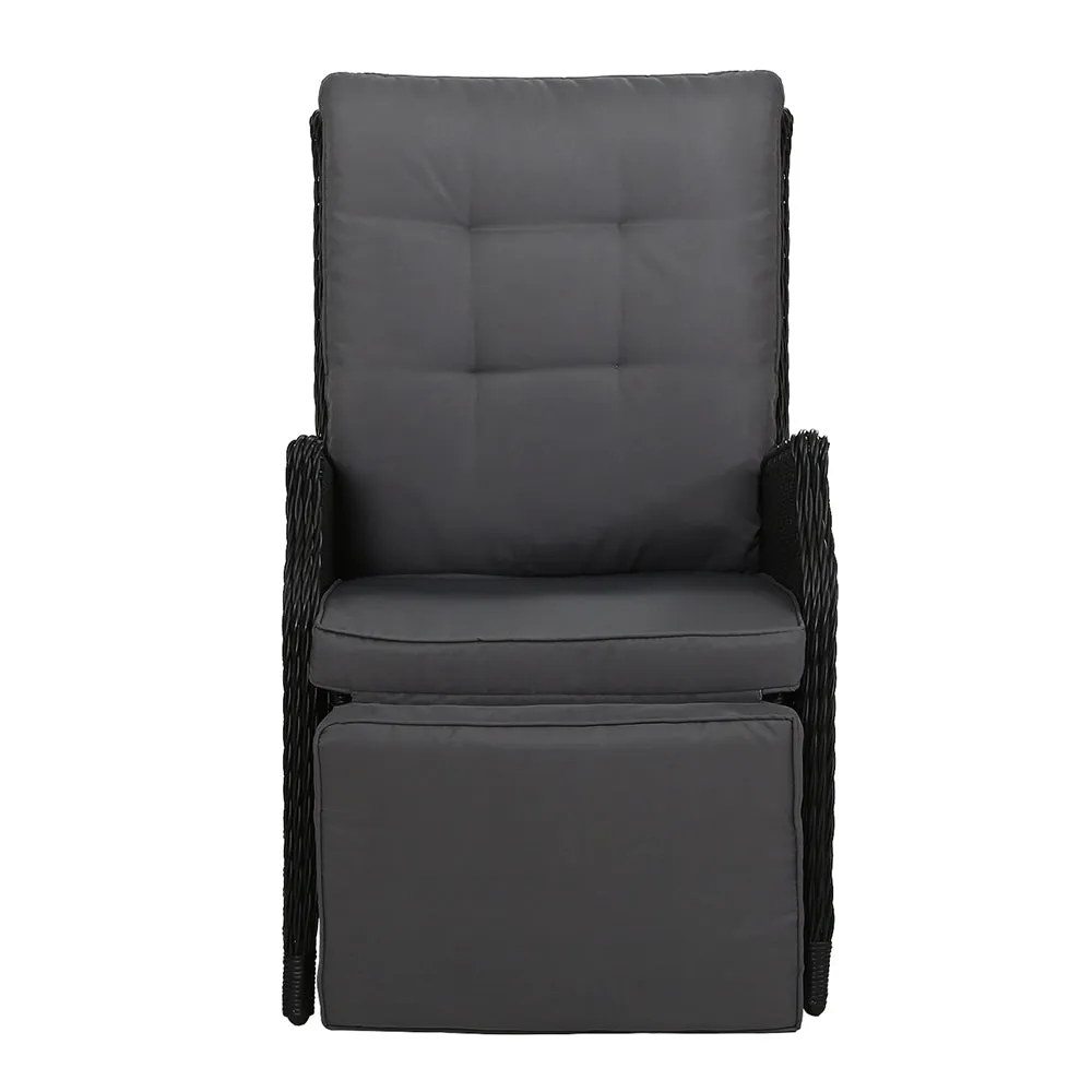 Adjustable PE Wicker Recliner Chair with Foam Cushion - Gardeon