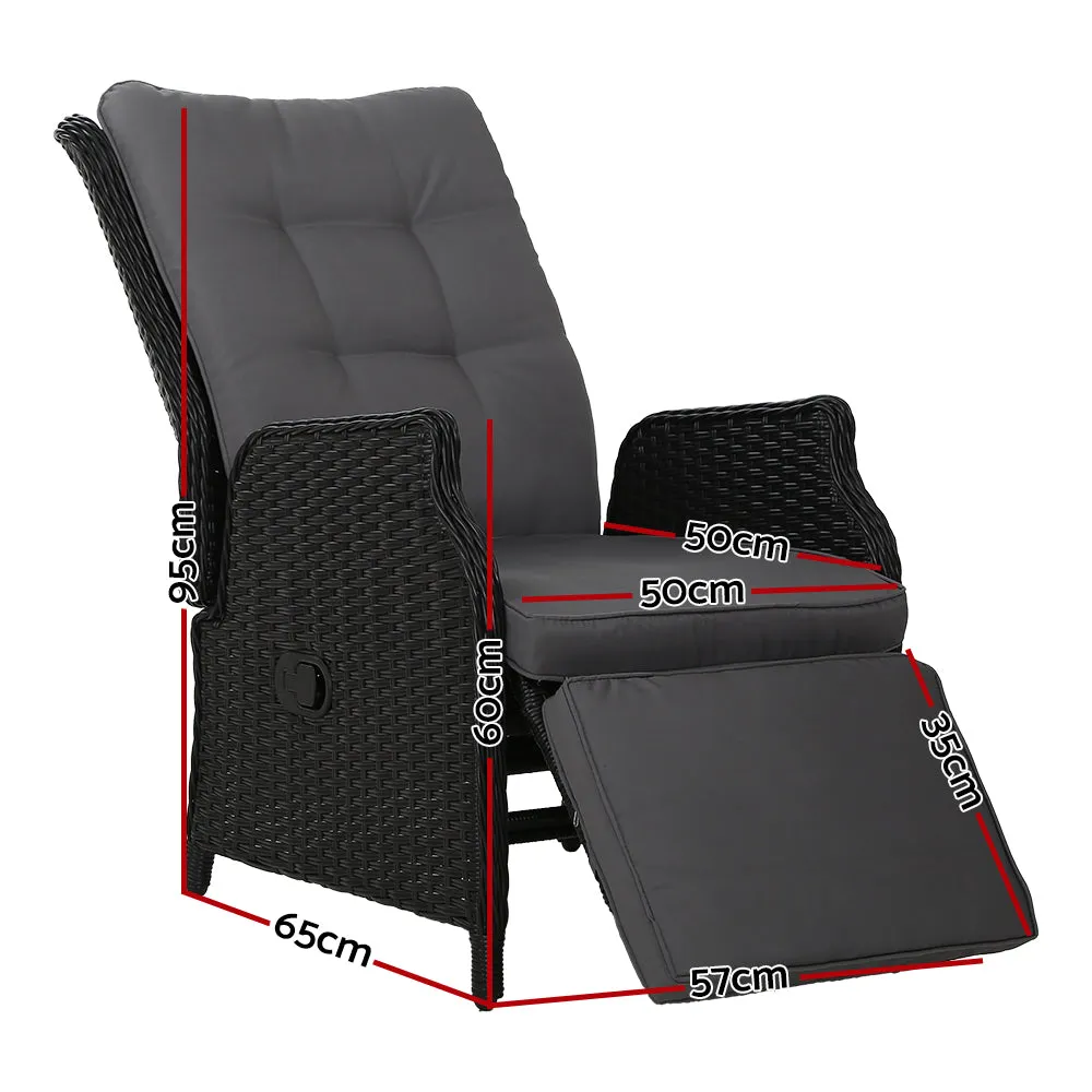 Adjustable PE Wicker Recliner Chair with Foam Cushion - Gardeon