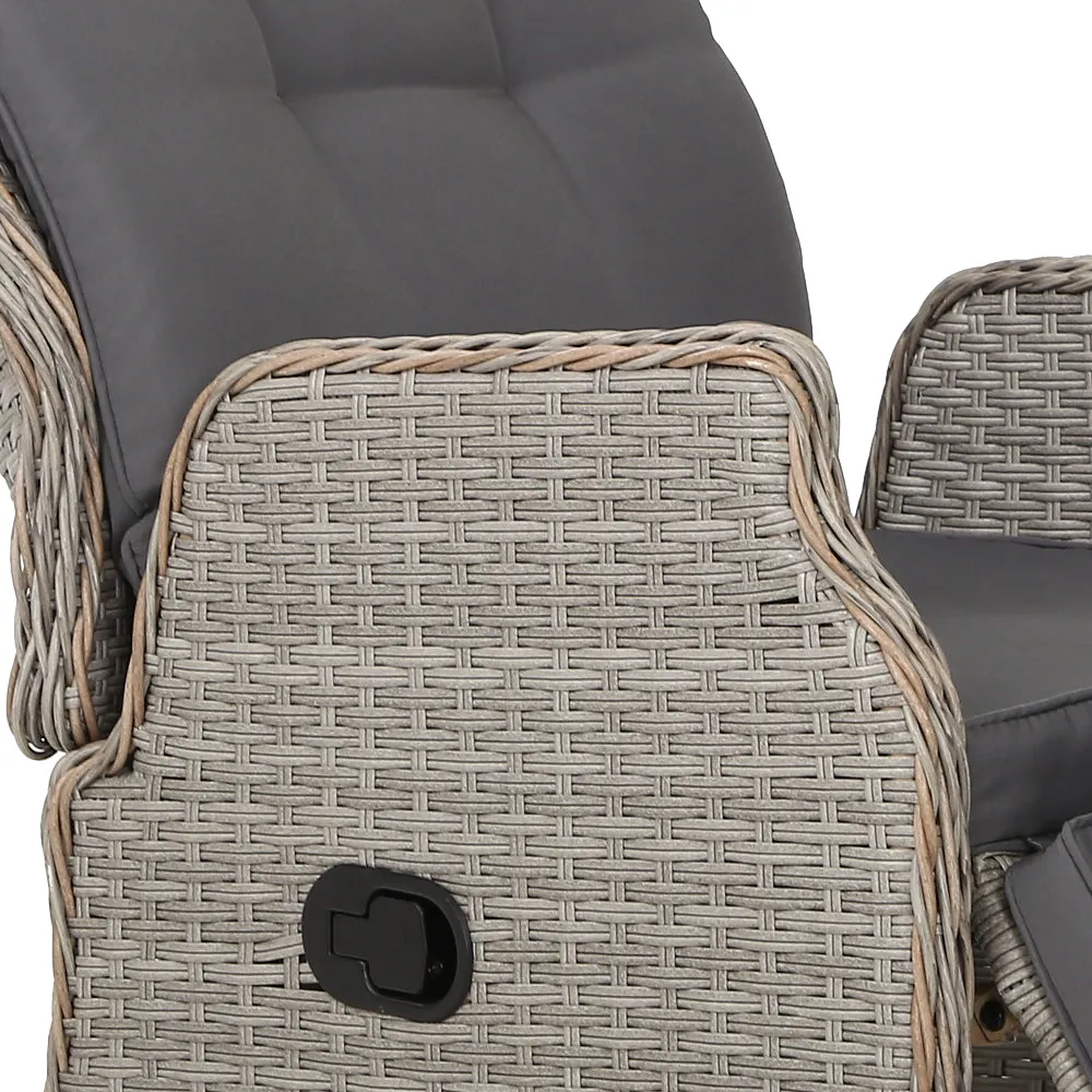 Adjustable PE Wicker Recliner Chairs (2PC) Outdoor/Indoor - Gardeon