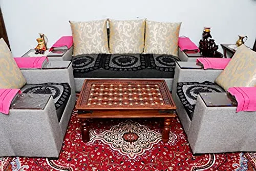 advika handicraft Antique Mor Bakhra Design Sheesham (Rosewood) Solid Wood Table | Coffee Table | Garden and Outdoor Table |Decorative| Living Room|Natural Brown(90X60X45) cm