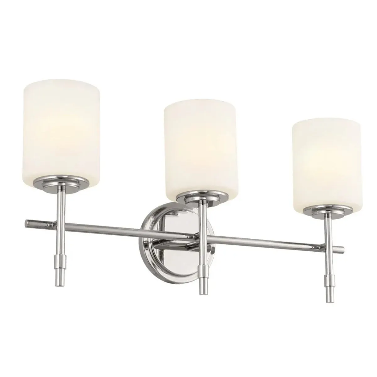 Ali 23 In 3-Lights Bathroom Vanity Light With Satin Etched Cased Opal, Polished Nickel Finish