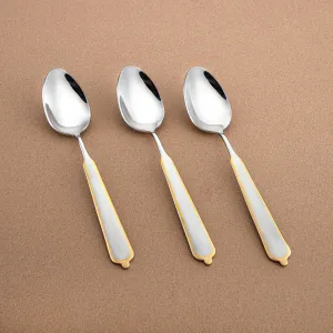 Almarjan 3-Piece Stainless Steel Dinner Spoon Set – Mirror Finish, Silver & Gold CUT1620030