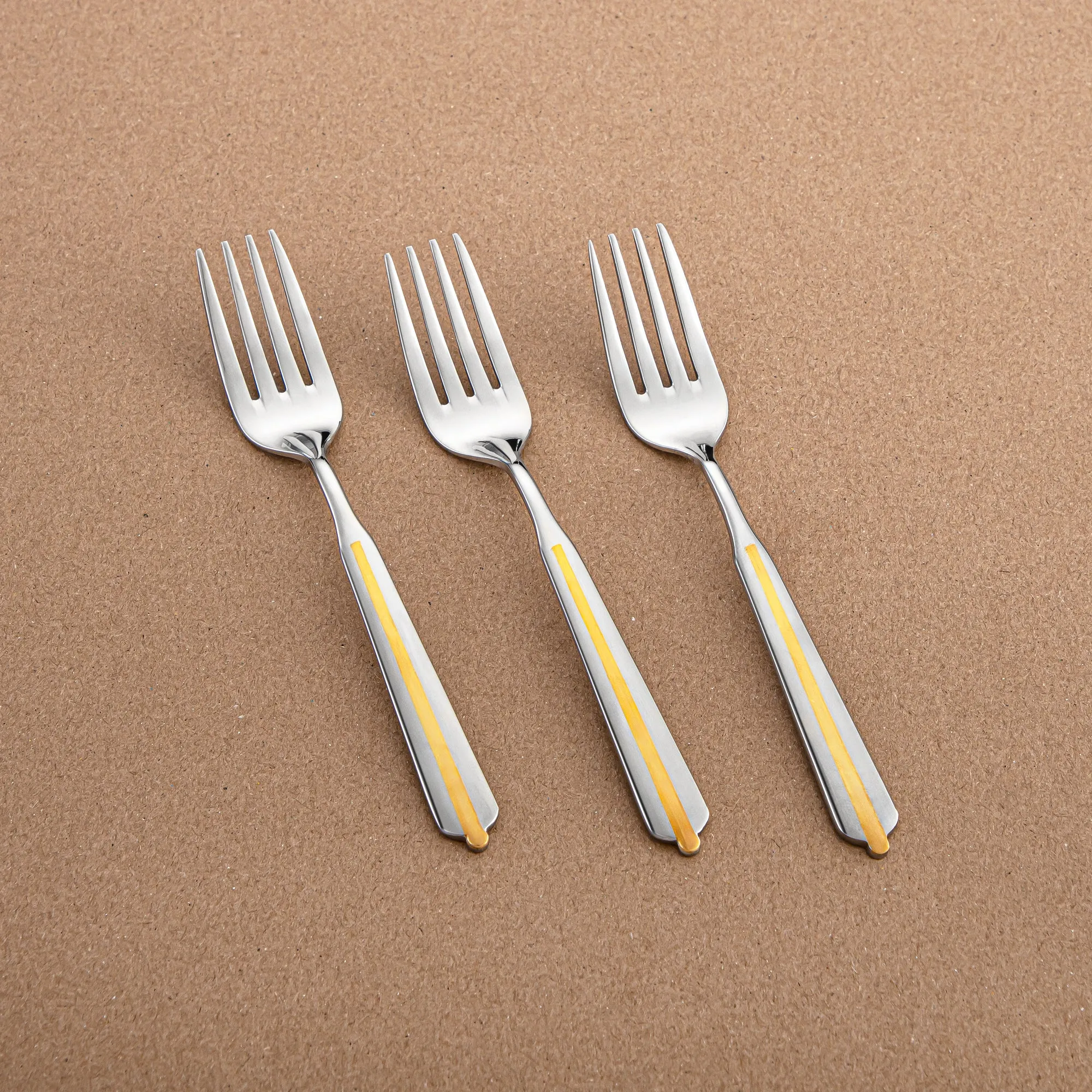 Almarjan 3-Piece Stainless Steel Tea Fork Set – Mirror Finish, Silver & Gold CUT1620043