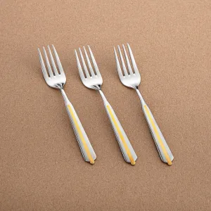 Almarjan 3-Piece Stainless Steel Tea Fork Set – Mirror Finish, Silver & Gold CUT1620043