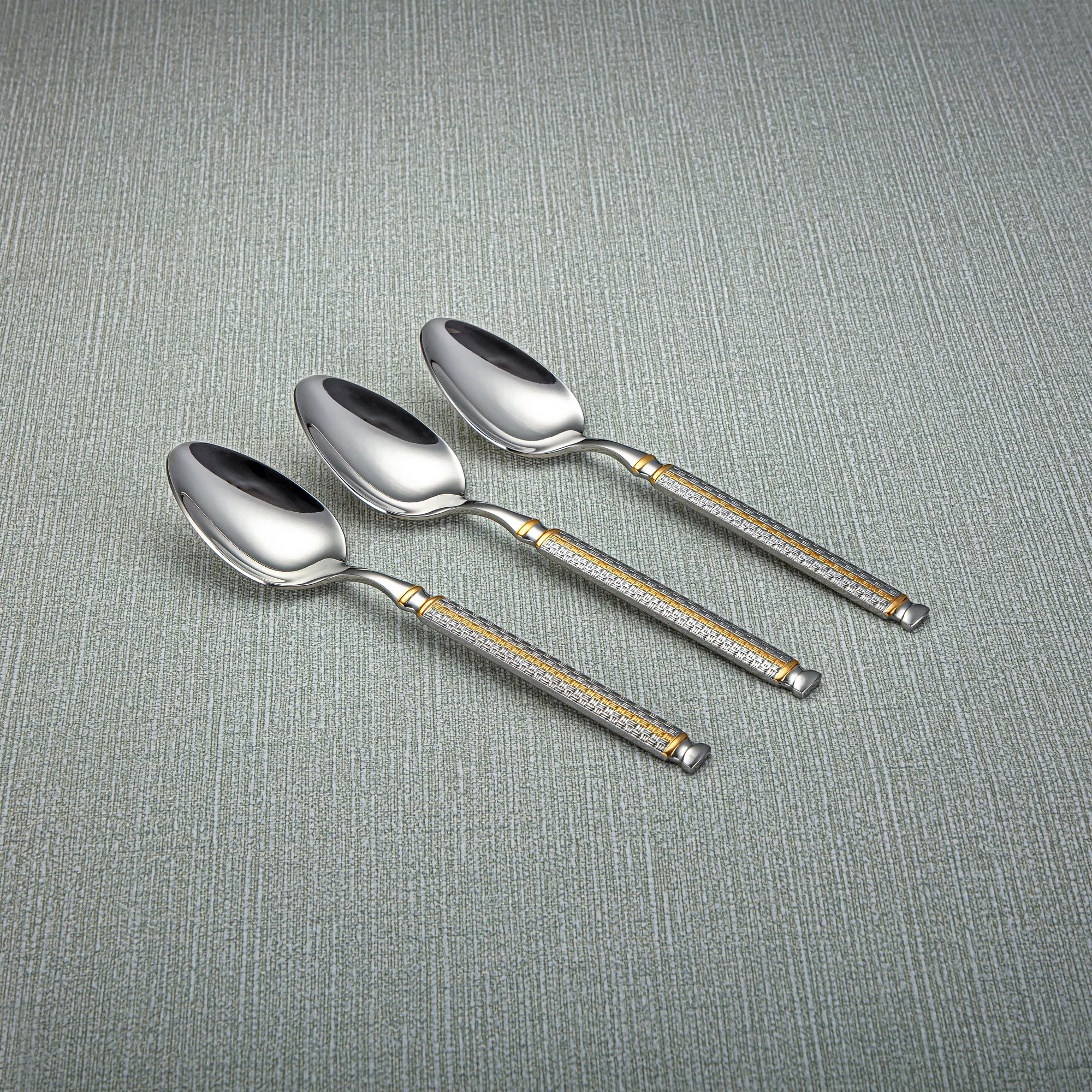 Almarjan Stainless Steel 3 Pieces Dinner Spoon Set Silver & Gold - CUT0010273