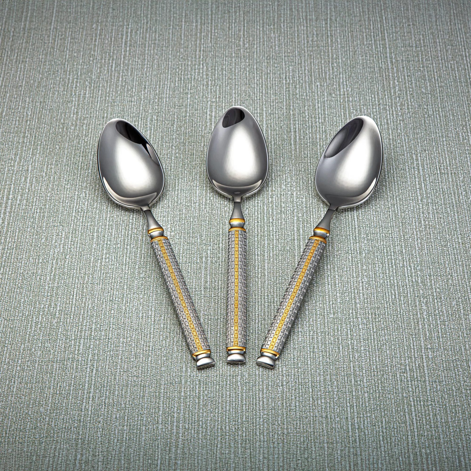 Almarjan Stainless Steel 3 Pieces Dinner Spoon Set Silver & Gold - CUT0010273