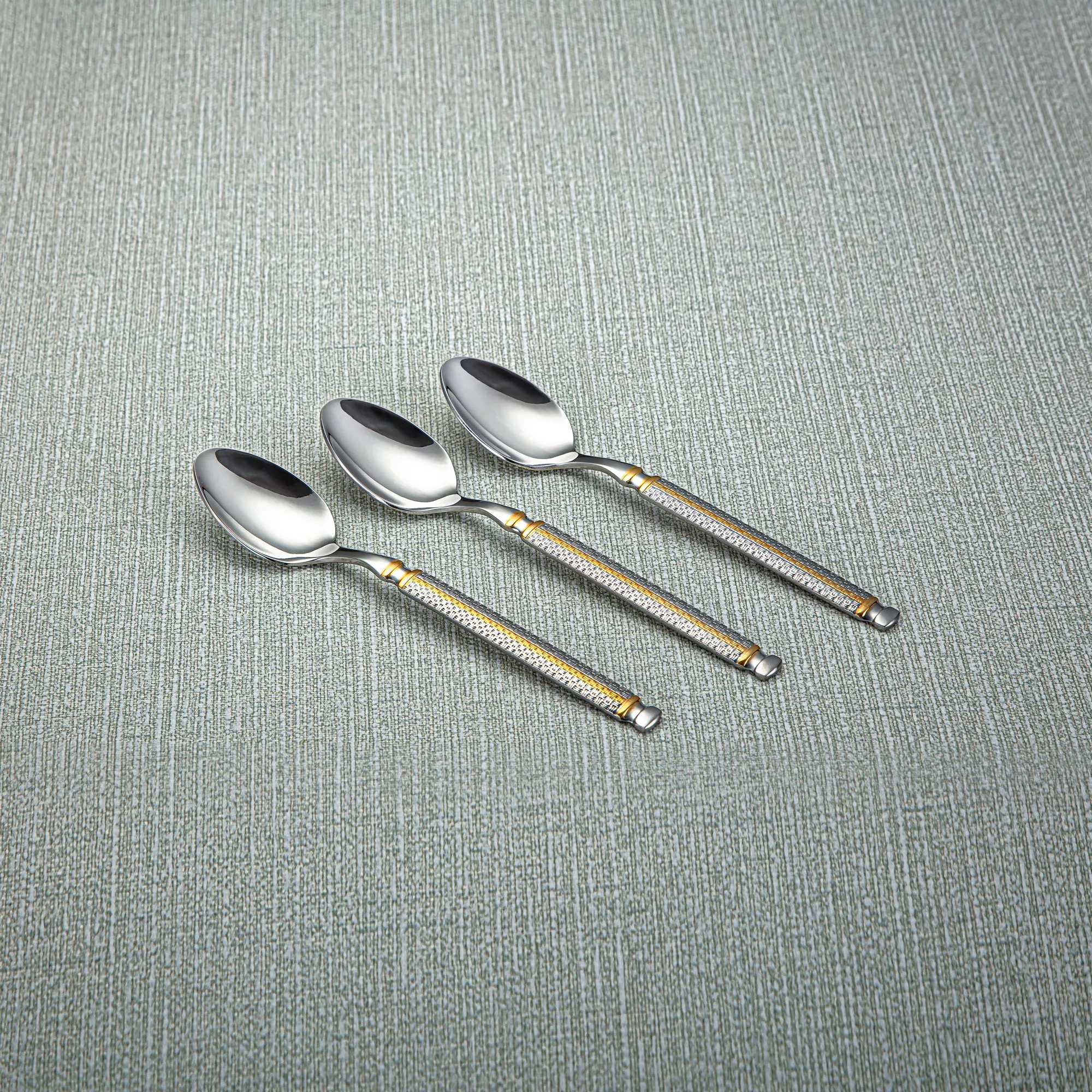 Almarjan Stainless Steel 3 Pieces Tea Spoon Set Silver & Gold - CUT0010275