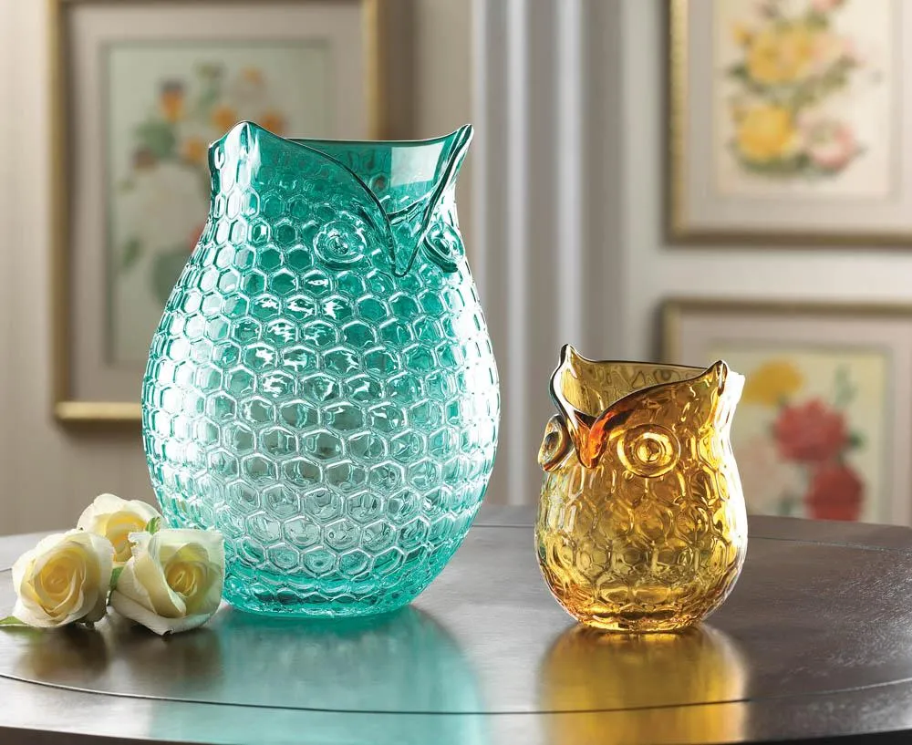 Aqua Pop Owl Vase