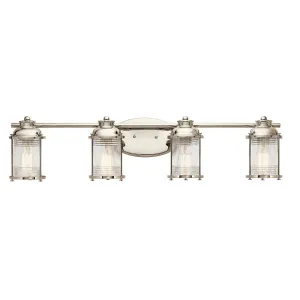 Ashland Bay 34 In 4-Lights Bathroom Vanity Light With Clear Seeded Glass, Silver Finish