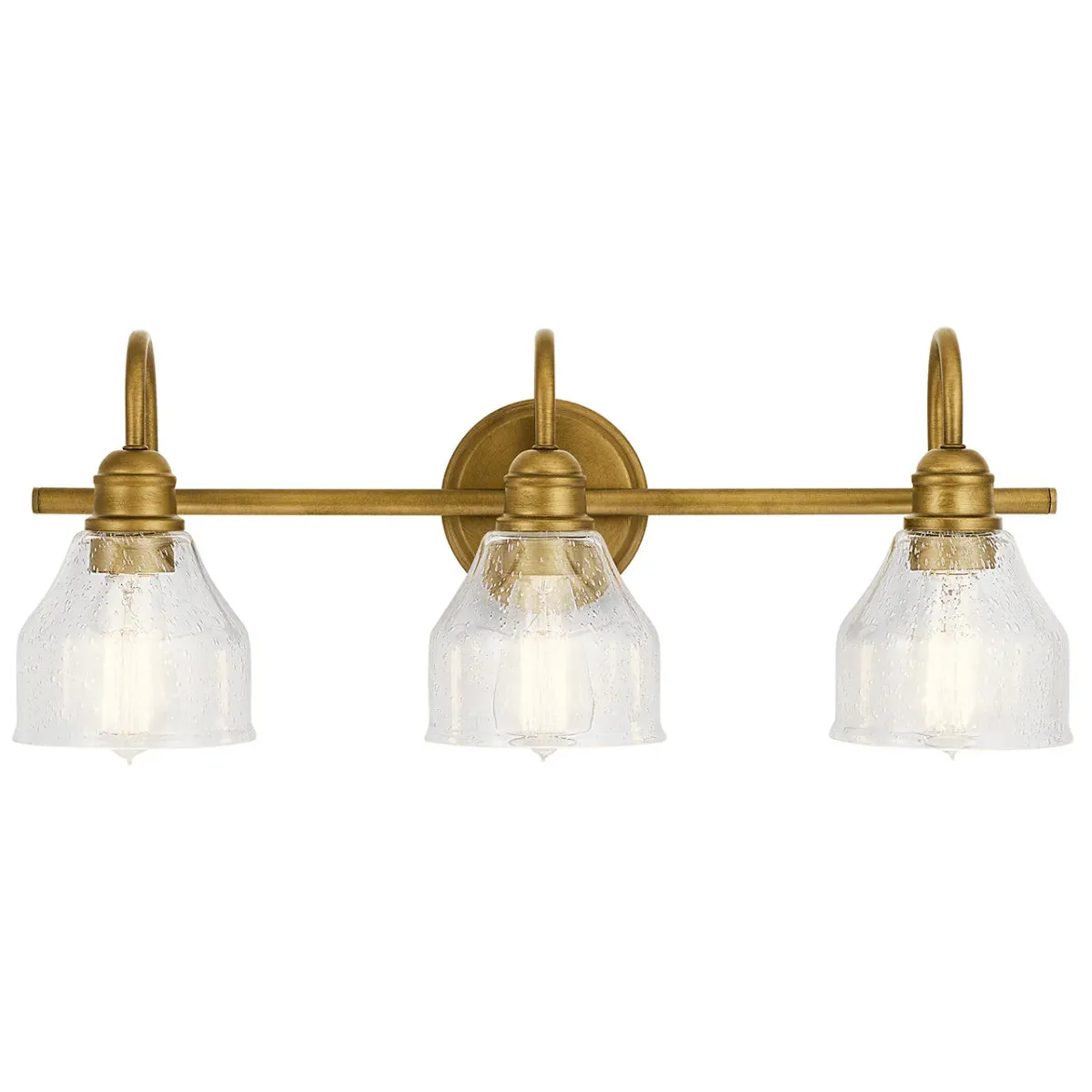 Avery 24 In 3-Lights Bathroom Vanity Light With Clear Fluted Glass, Gold Finish